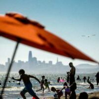 Beachgoers gather at Robert W. Crown Memorial Beach in Alameda as temperatures throughout the Bay Area soar on Tuesday.Photo: Noah Berger / Special to The Chronicle